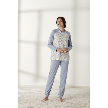 Pijama mujer algodón flores BELTY Azul claro