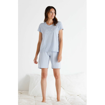 Pijama mujer corto algodón BELTY Verde agua