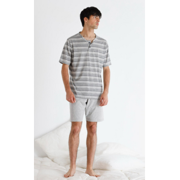 Pijama hombre corto tapeta  BELTY Gris claro