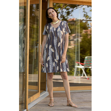 Playera mujer manga corta estampada pico BELTY Marino