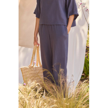 Pantalón mujer algodón verano BELTY Azul