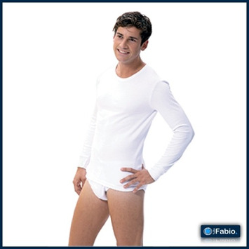 Camiseta hombre manga larga Algodón térmico FABIO Blanco