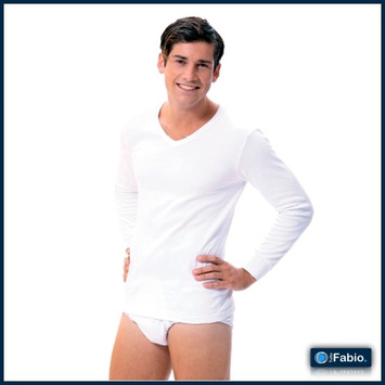Camiseta hombre pico larga termal FABIO Blanco