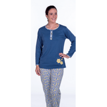Pijama VERANO mujer puño flores MORANTE Marino