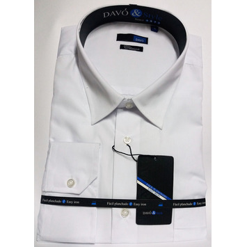 Camisa blanca hombre algodón manga larga sin botones cuello bolsillo DAVÓ Blanco