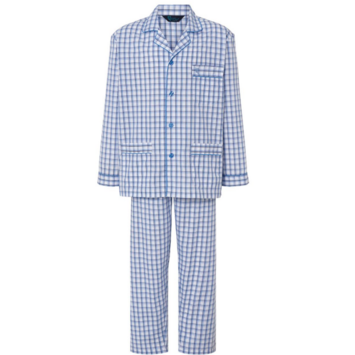 Pijama hombre tela algodón cuadros EL Búho NOCTURNO Azul