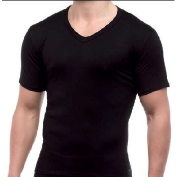 Camiseta interior térmica hombre pico manga corta LUDGY Negro