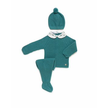 Conjunto bebé cuello dibujado Juliana Verde