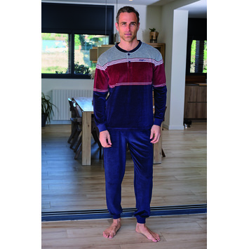 Pijama hombre tapeta puño terciopelo Mushler Marino