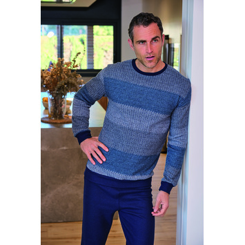 Pijama hombre polar puño jacquard Mushler Azul/Gris