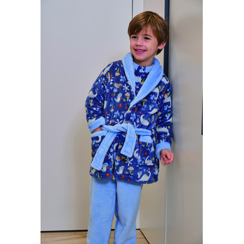 Bata infantil niño botones dinosaurio Mushler Azul claro