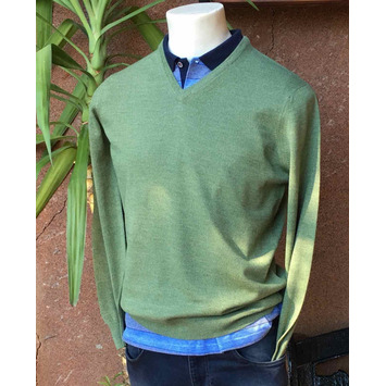 Jersey caballero punto lana fino pico liso BROWN JURY Verde