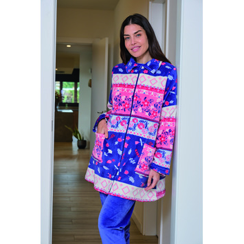 Bata mujer cremallera flores Mushler Azul