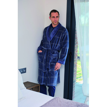 Bata hombre coralina cuadros Mushler Azul/Gris