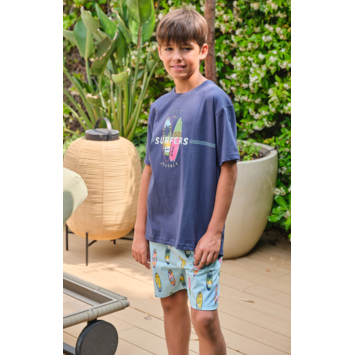 Pijama niño algodón corto tabla surf Mushler Marino