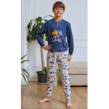 Pijama niño algodón puño motos Mushler Marino