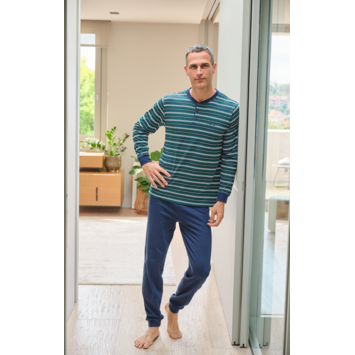 Pijama verano algodón puño franjas Mushler Verde