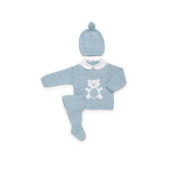 Conjunto bebé con gorro oso JULIANA Celeste