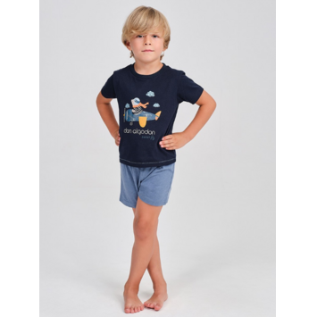 Pijama niño corto algodón dibujo Don Algodón Marino