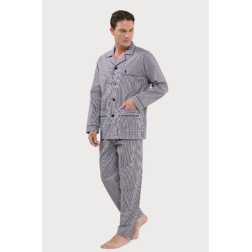 Pijama hombre tela algodón cuadros EL Búho NOCTURNO Beige