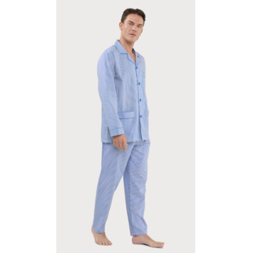 Pijama hombre tela algodón listado EL Búho NOCTURNO Azul