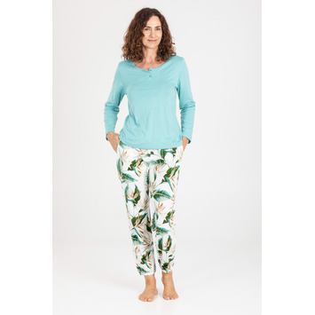 Pijama  mujer largo verano tapeta PETTRUS Verde crudo