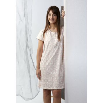 Camisola mujer algodón manga corta  PIJAMAS CUE Rosa