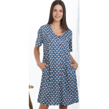 Playera mujer manga corta abierta PIJAMAS CUE Azul