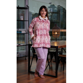 Bata mujer cremallera borreguillo PIJAMAS CUE Rosa