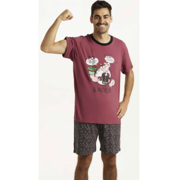 Pijama hombre corto algodón popeye PIJAMAS CUE Granate