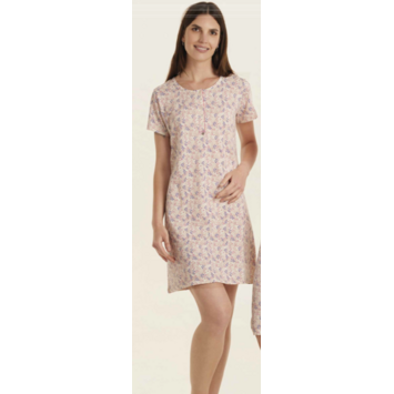Camisón manga corta algodón topitos PIJAMAS CUE Fucsia