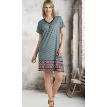Playera mujer manga corta pico PIJAMAS CUE Verde