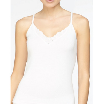 Camiseta tirante fino bordado escote Avet Blanco