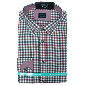 Camisa hombre VIELLA cuadros DAVÓ Granate