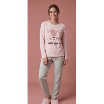Pijama mujer gato  Entredos Rosa