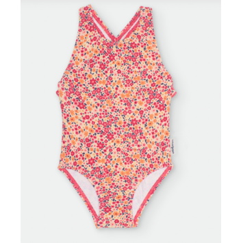 Bañador niña cruzado flores Waterlemon Rojo