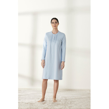  Camisón mujer manga larga algodón liso BELTY Celeste