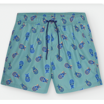 Bañador hombre tela piña con gafas Waterlemon Verde
