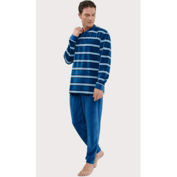 Pijama hombre terciopelo tapeta  EL Búho NOCTURNO Azul