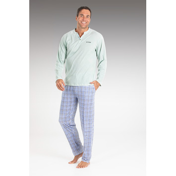 Pijama hombre largo verano algodón PETTRUS Verde agua