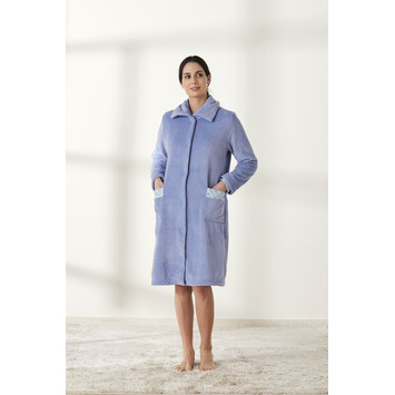 Bata mujer botones con cuello BELTY Celeste