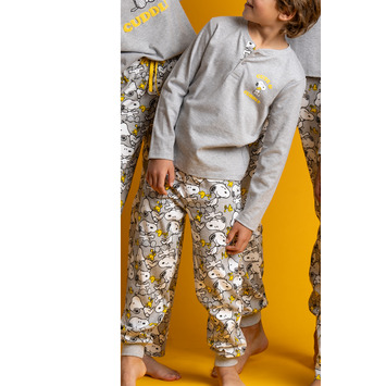 Pijama niño algodón tapeta puño Aznar Innova Gris