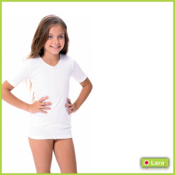 Camiseta niña manga corta Algodón térmico LARA Blanco
