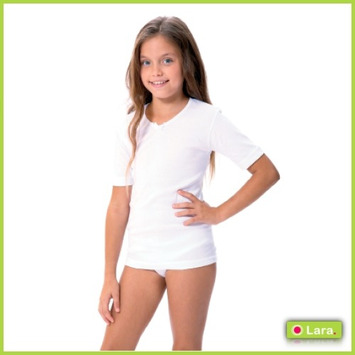 Camiseta niña interior algodón manga corta Canalé LARA Blanco