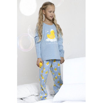 Pijama niña algodón puño pollito Aznar Innova Celeste