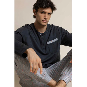 Pijama hombre algodón tapeta puño  Aznar Innova Marengo
