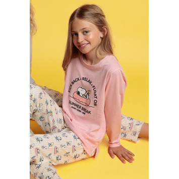 Pijama niña largo algodón snoopy Aznar Innova Rosa