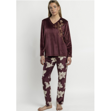 Pijama mujer terciopelo térmico pico Aznar Innova Burdeos