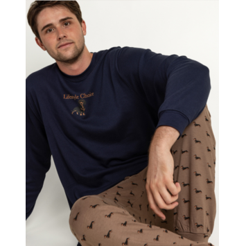 Pijama hombre algodón puño perro Aznar Innova Azul/marrón
