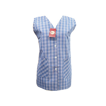 Mandilón mujer corto sisa botones bolsillos. Cuadros GASPAR Malva